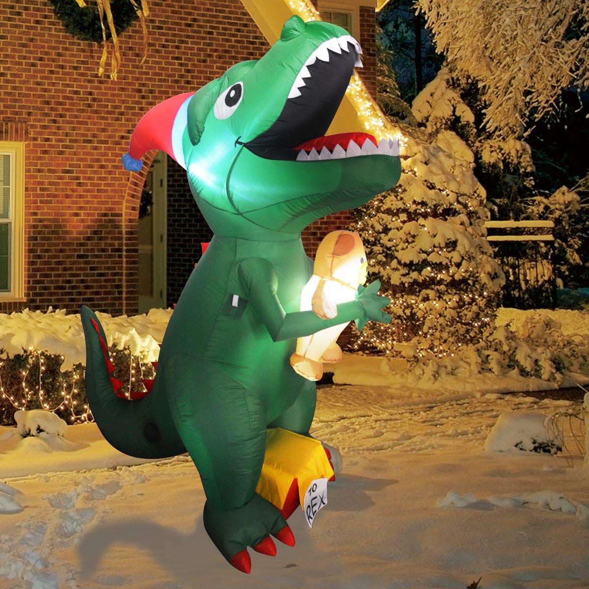 Inflatable Dinosaur 7 ft LED Christmas Yard Decoration – The Pink Pigs